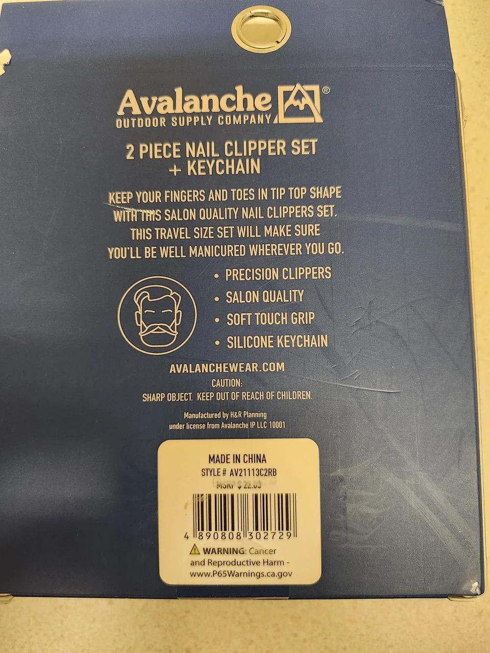 Avalanche 2-Piece Nail Clipper Set with Boot Keychain - Blue & Black